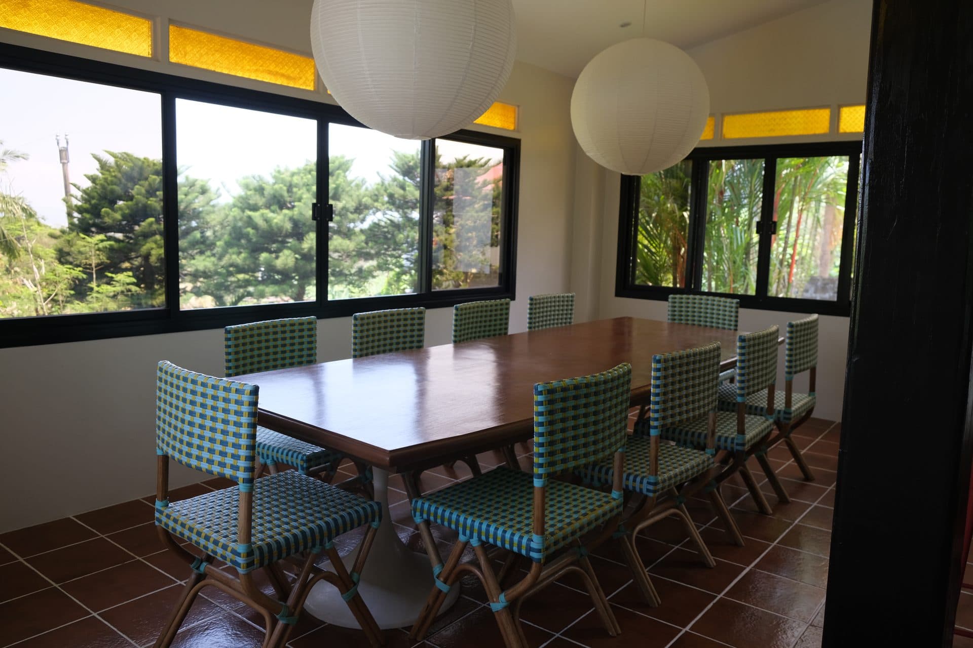 Dining room corner with natural light